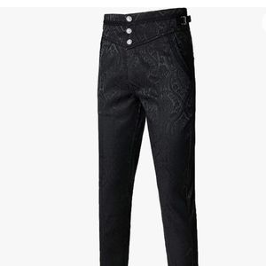 VATPAVE Mens Gothic Pants Cosplay Costume Trousers Steampunk Victorian Pants M